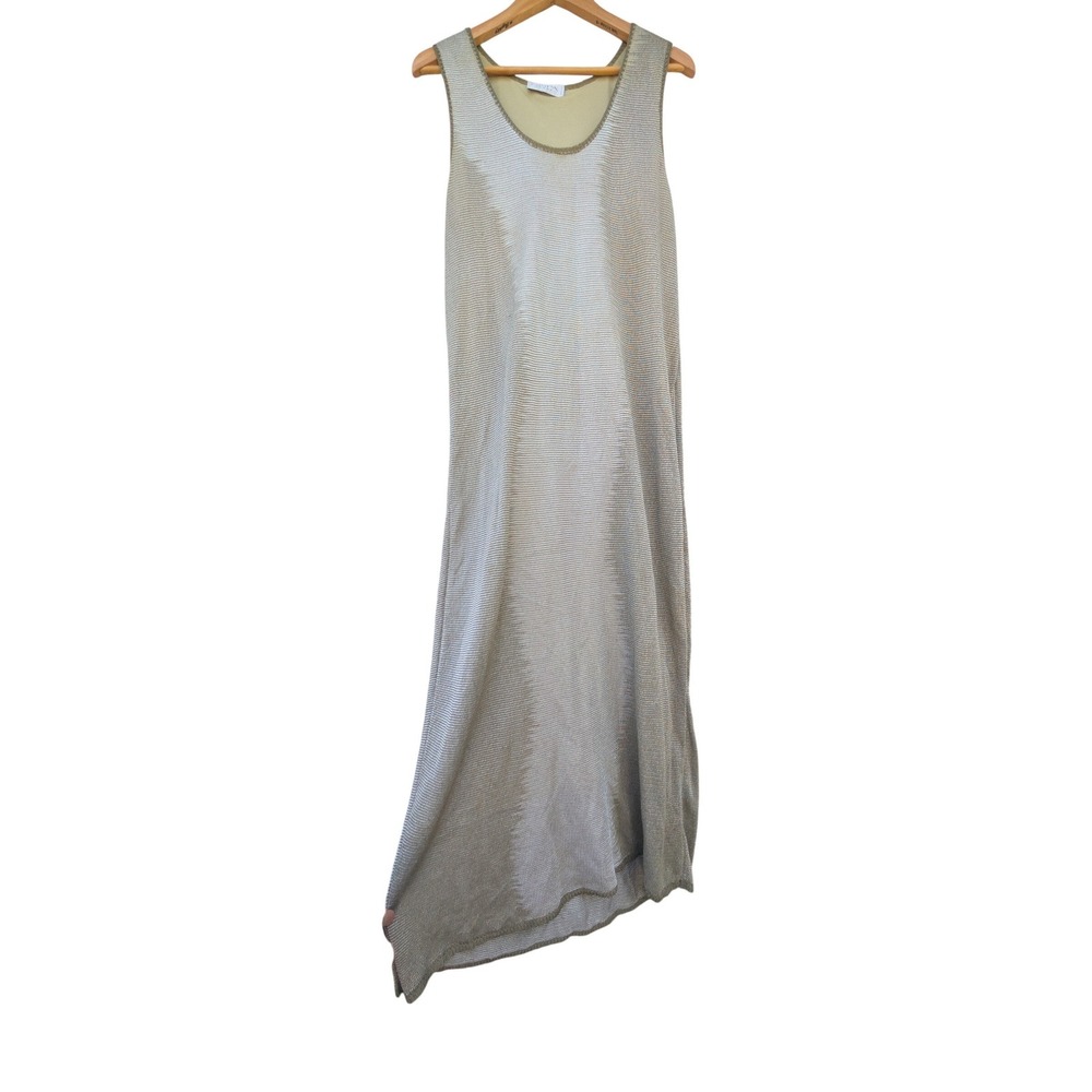 Gispa Donna Metallic Knit Maxi Dress Womens 18 Gold Slinky 90s Made In‎ Italy